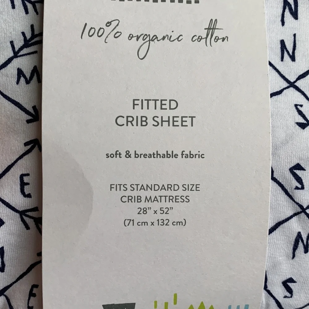 Honest Baby 100% Cotton Fitted Crib Sheet NWT Compass
